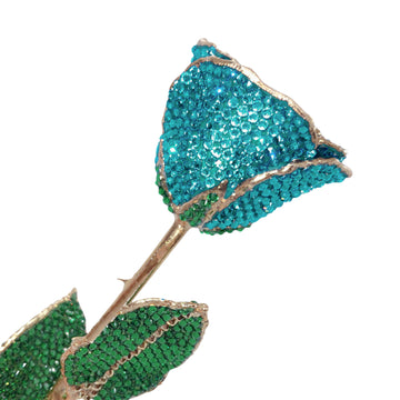 Custom 24K Gold Trim Southwest Turquoise Forever Rose with Swarovski¨ Crystals (Solid Color) (Made to Order)