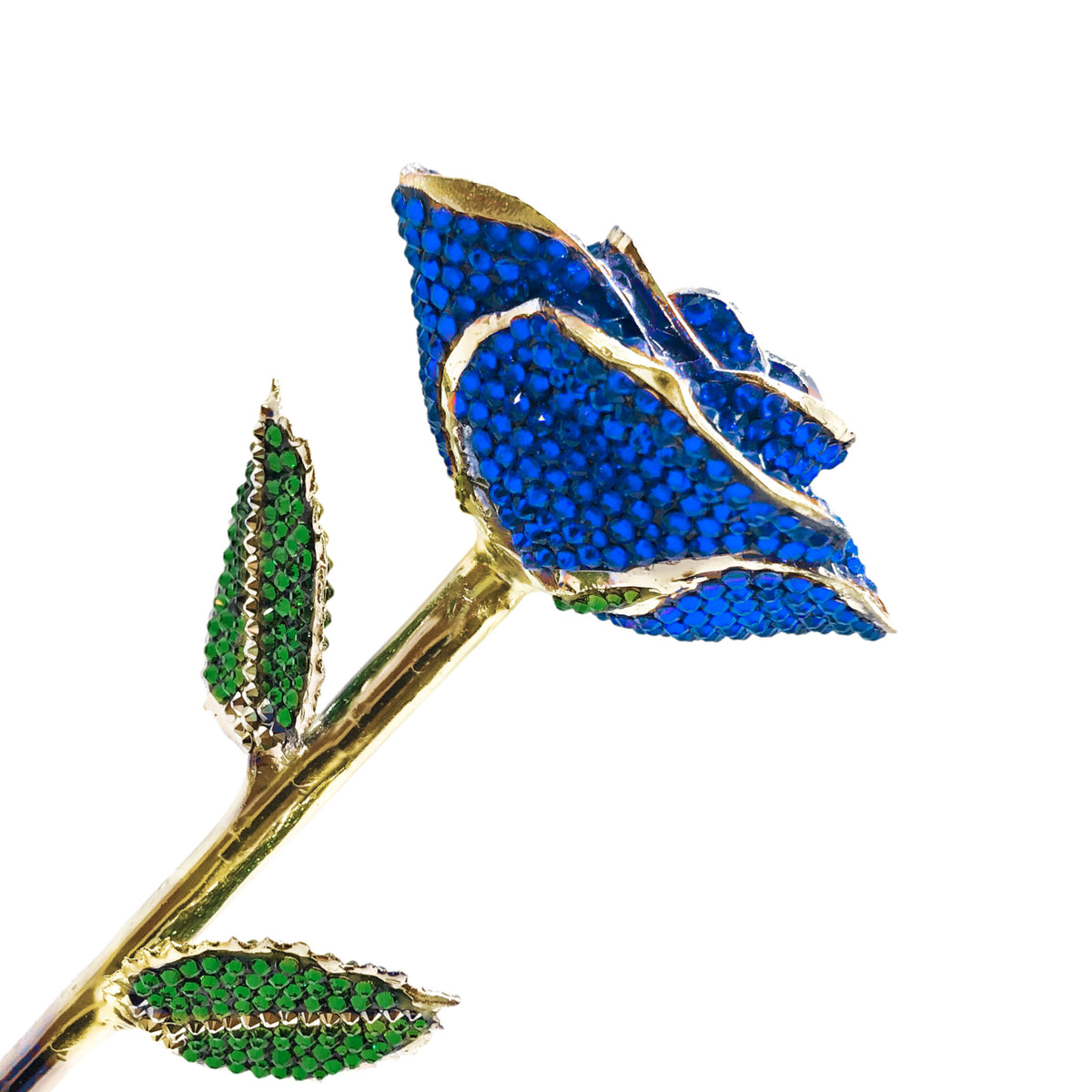Custom 24K Gold Trim Royal Forever Rose with Austrian Crystals Solid Colors(Made to Order / 14 Day Production)