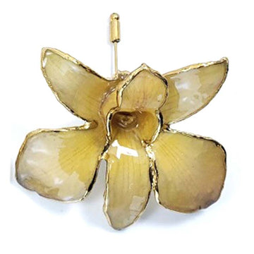 Real Dendrobium Golden Orchid Pins