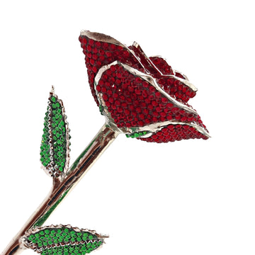 Custom Platinum Trim Burgundy Forever Rose with Swarovski¨ Crystals (Solid Color) (Made to Order)