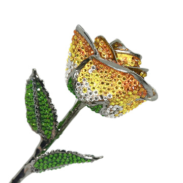Custom Platinum Trim Butterscotch Forever Rose with Swarovski¨ Crystals (Solid Color) (Made to Order)
