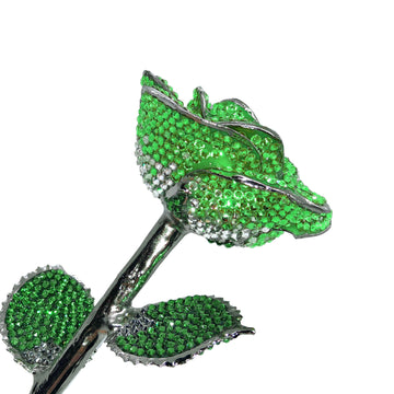 Custom Platinum Trim Green 2-Tone Forever Rose with Swarovski¨ Crystals (Solid Color) (Made to Order)