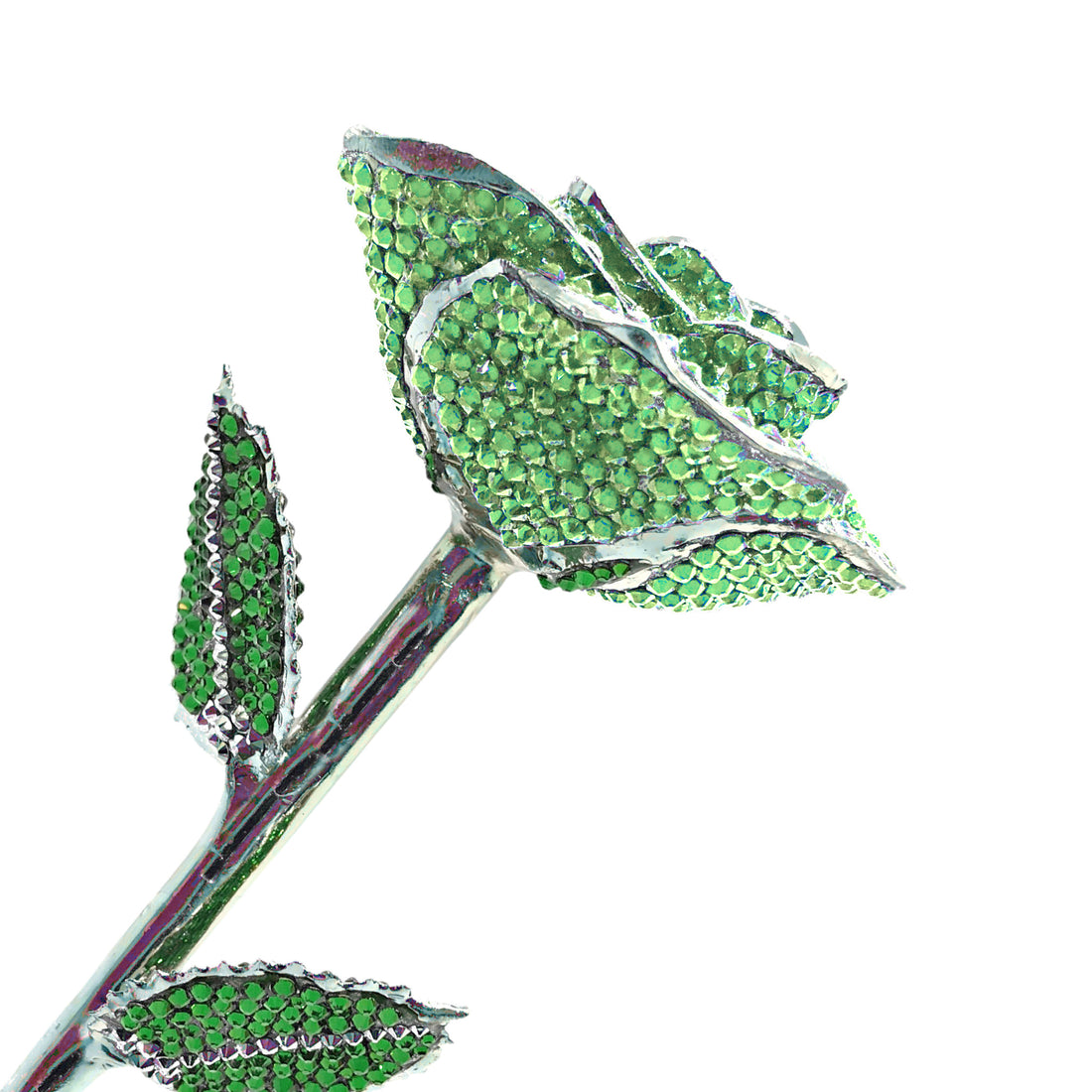 Custom Platinum Trim Light Green Forever Rose with Austrian Crystals Solid Colors(Made to Order / 14 Day Production)