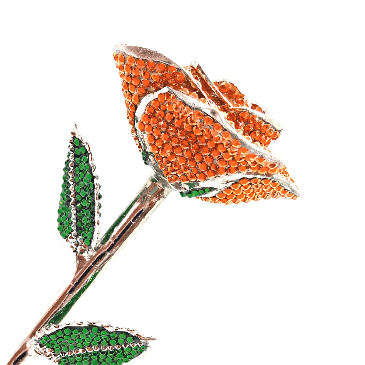Custom Platinum Trim Orange You Pretty Forever Rose with Austrian Crystals Solid Colors(Made to Order / 14 Day Production)