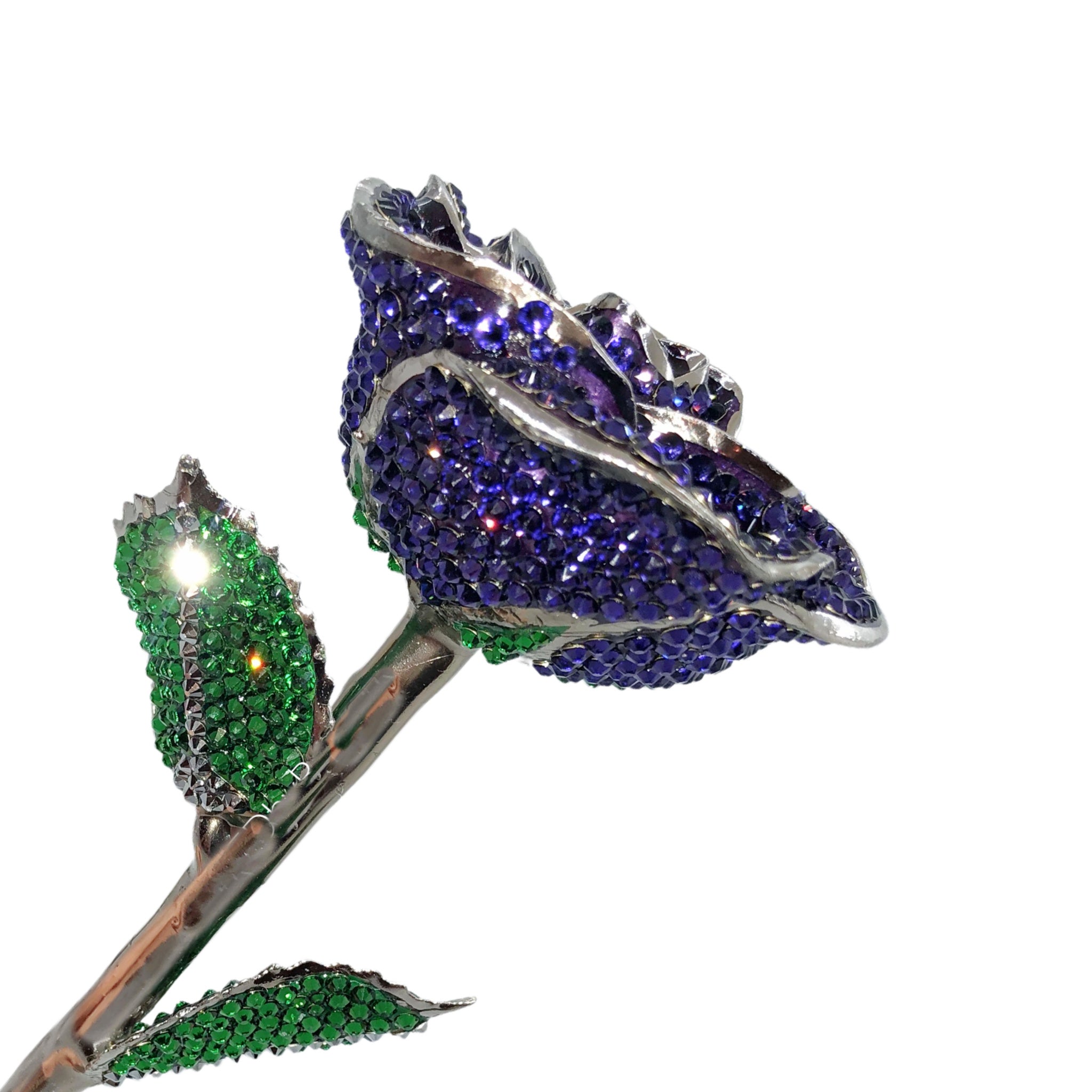Custom Platinum Trim Purple Forever Rose with Swarovski¨ Crystals (Solid Color) (Made to Order)
