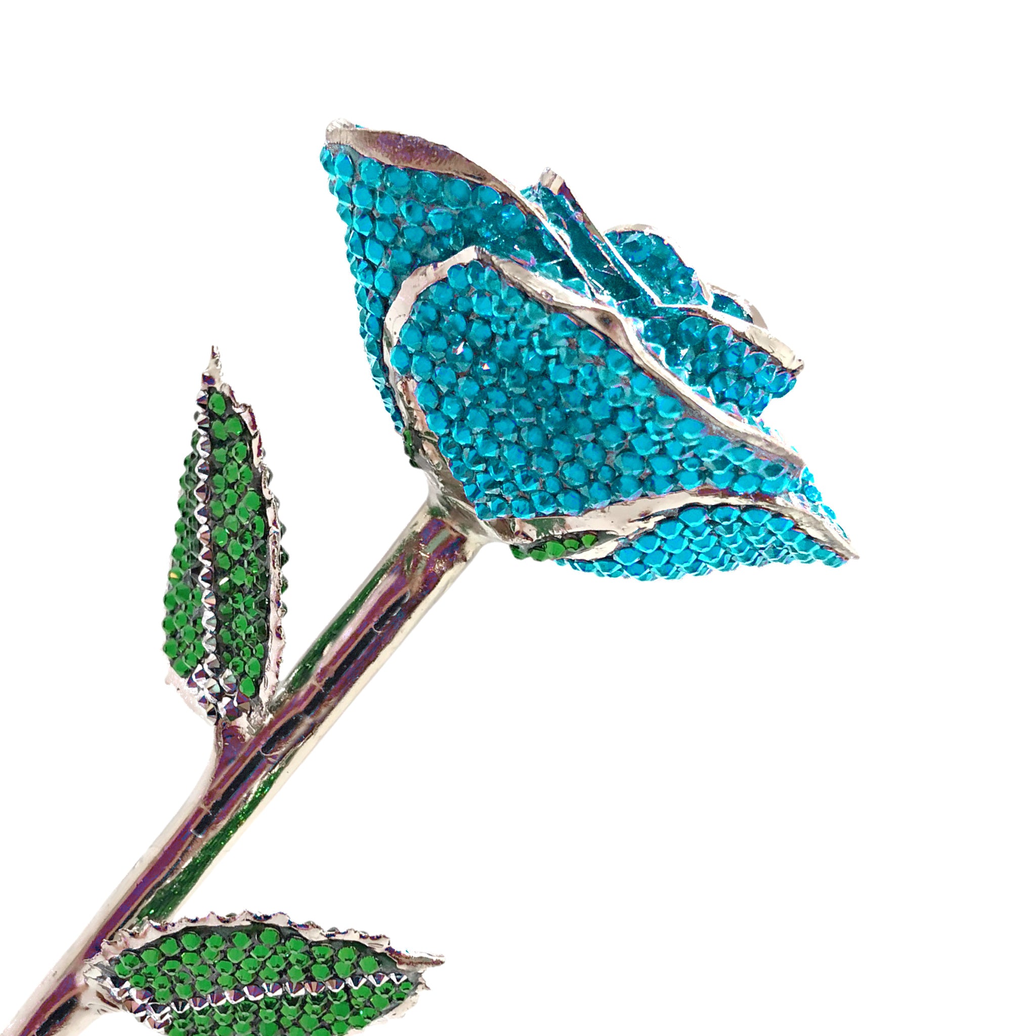 Custom Platinum Trim Serenity Sparkle Forever Rose with Swarovski¨ Crystals (Solid Color) (Made to Order)