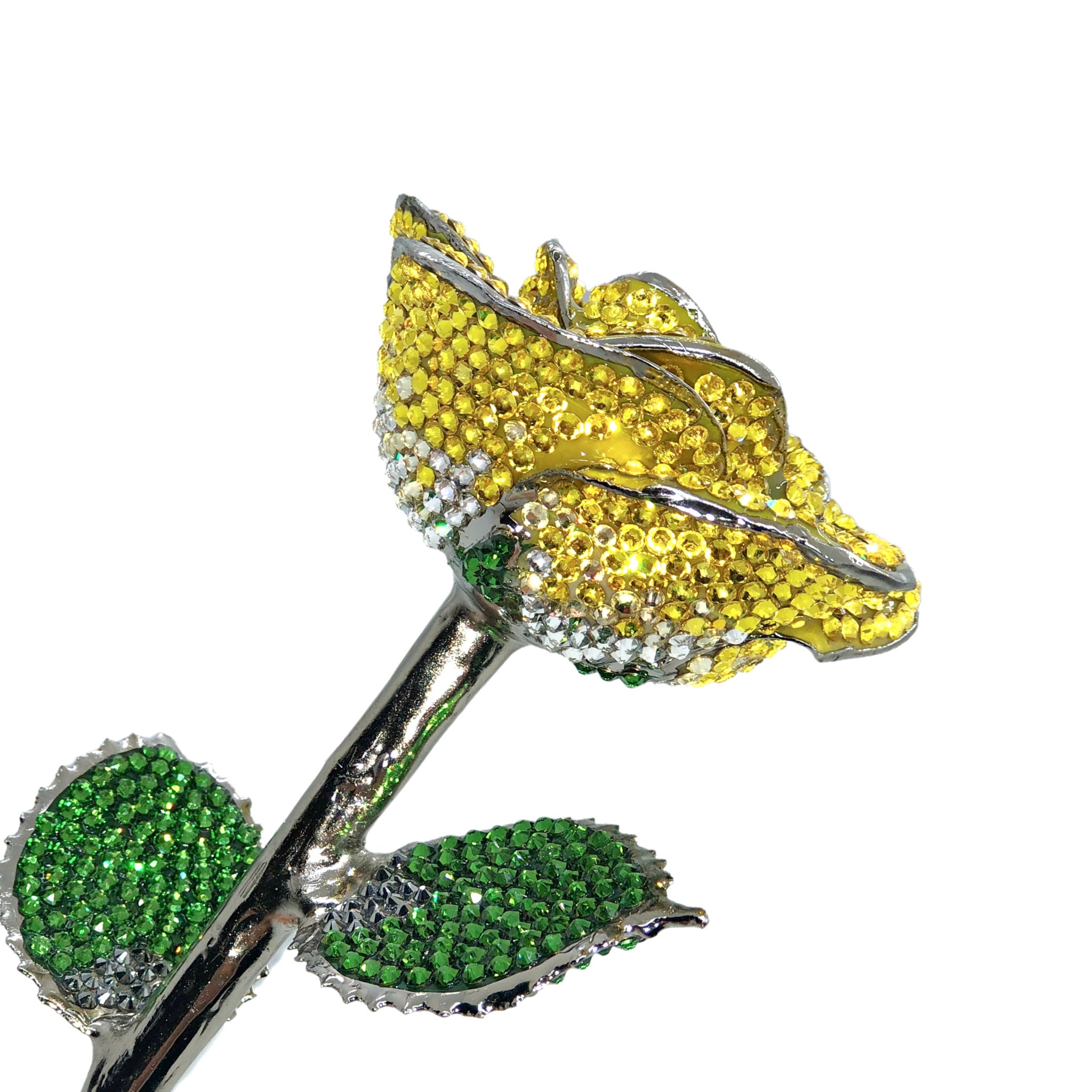 Custom Platinum Trim Sunny Day Forever Rose with Swarovski¨ Crystals (Solid Color) (Made to Order)