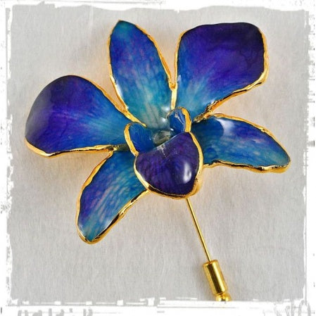 Real Dendrobium Golden Orchid Pins
