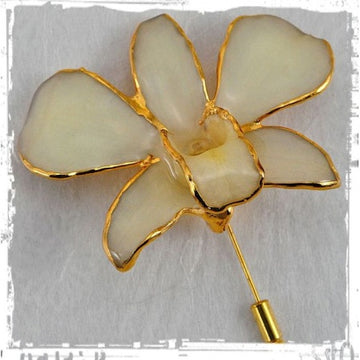 Real Dendrobium Golden Orchid Pins