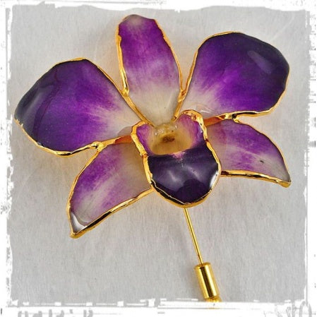 Real Dendrobium Golden Orchid Pins